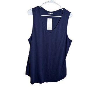 Lalala Tank Top Women's XXL Navy Blue V-Neck Sleeveless Solid Basic Casual NWT